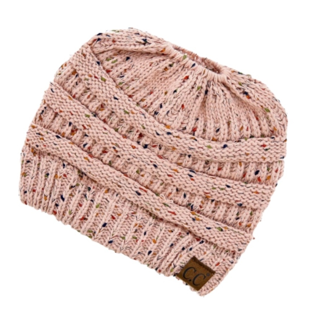 🆕Boutique Messy Bun Beanie Hat Cap Knitted - Picture 2 of 5